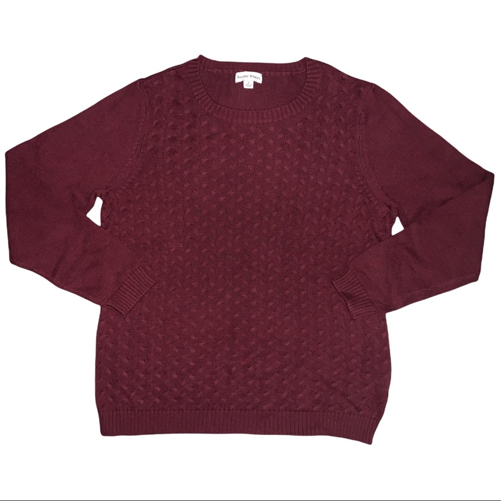 Burgundy Red Cable Knit Sweater